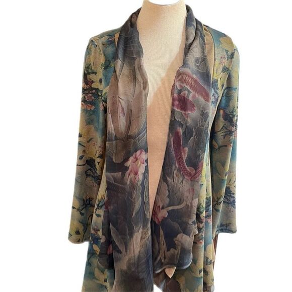 Soft Surroundings Womens Multicolor Floral Boho Open Cardigan Size S Long Sleeve - Picture 2 of 12